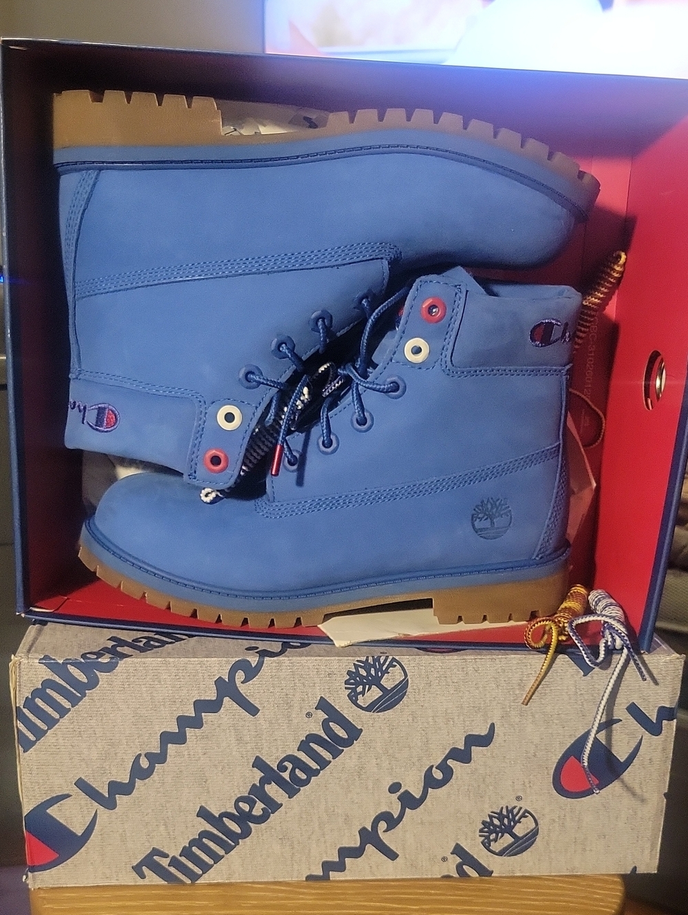 Timberland Champion Colab Royal Blue Nubuck Work Boots with Gum Outsole